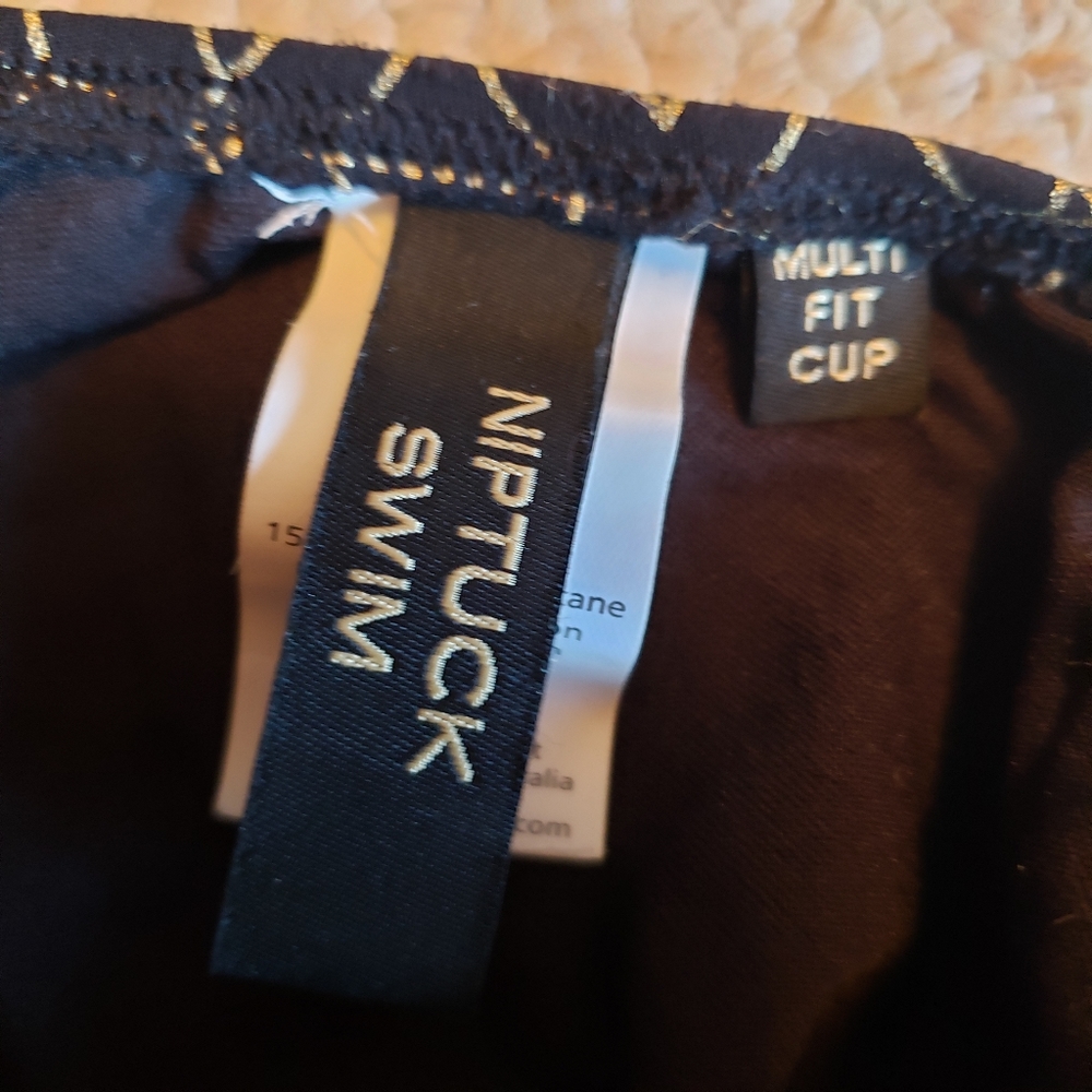 NWOT NipTuck Swim black gold geometric swim suit 4 - Picture 11 of 13